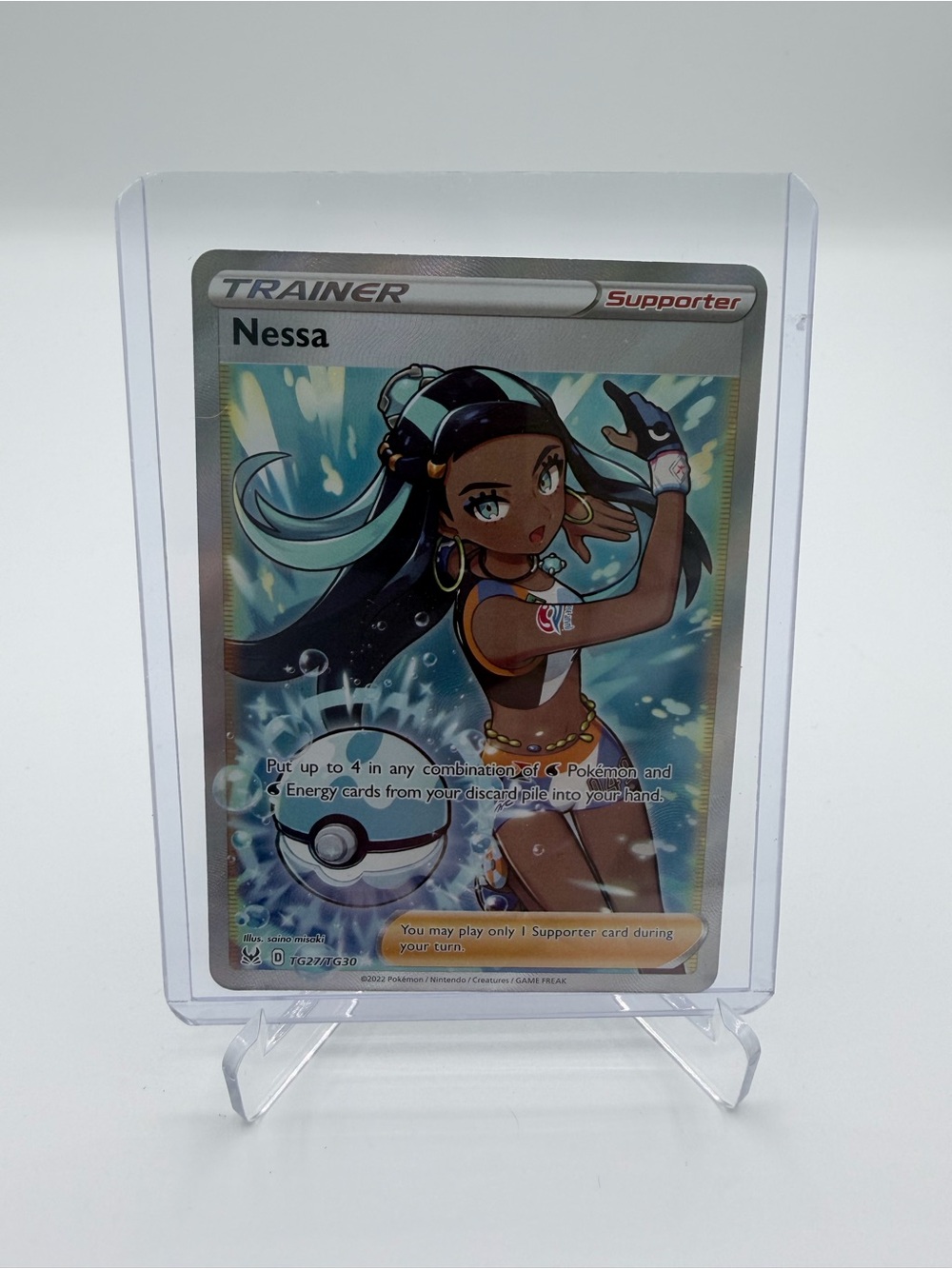 Pokemon Nessa Trainer Supporter Card - Blue, Silver, Black